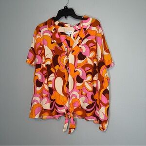 Ava & Viv Button and Tie Front Shirt Size 2X
